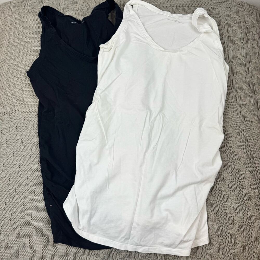 Motherhood Maternity Women's Black and White Sleeveless Tank Tops ~ Small
